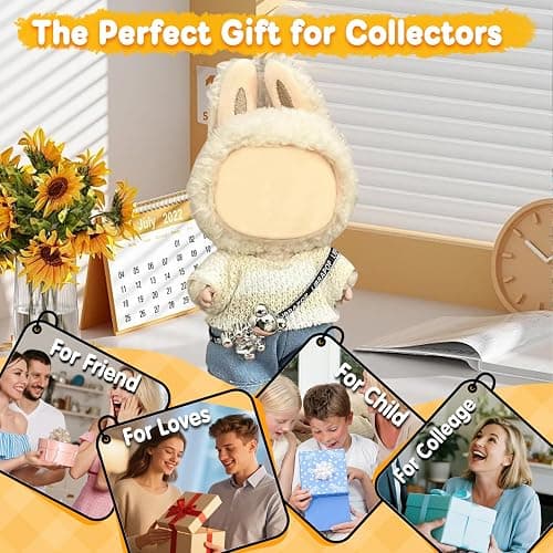 17cm Doll Clothes(NO Doll), Cute Dolls Outfit Accessories with Sweater + Denim Jeans + Pants, Small Kawaii Clothes Set for Dolls(Style 4) thumbnail 5