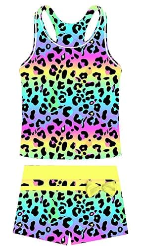 Belovecol Girls Swimsuits Two Piece Tankini Bathing Suits Boyshort Summer Beach Rash Guard Swimwear for 4-15T