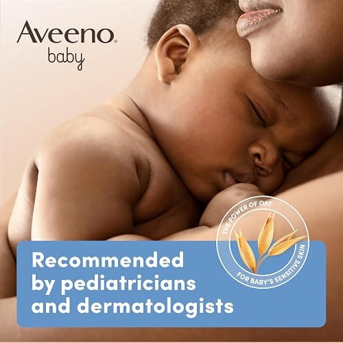 Aveeno Baby Daily Moisture Body Lotion for Sensitive Skin, Hypoallergenic Moisturizing Baby Lotion with Nourishing Oatmeal to Deeply Moisturize Baby's Skin, Fragrance-Free, 18 fl. oz thumbnail 6