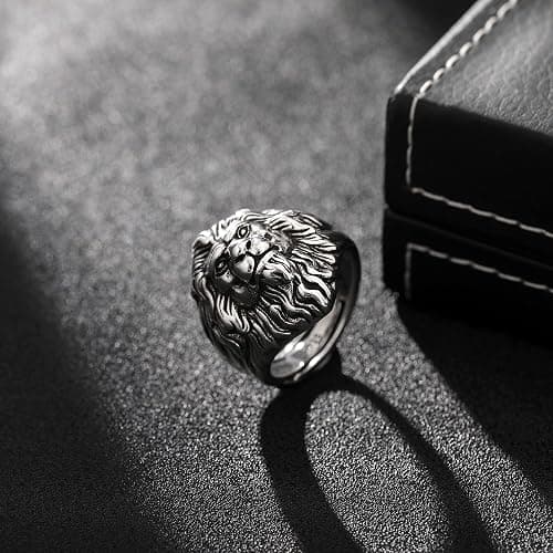 Yumikoo Lion Ring for Men Titanium Stainless Steel Open Adjustable Ring thumbnail 6