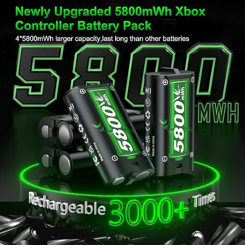 Feirsh Rechargeable Battery Pack for Xbox with Charger, 4x5800mWh Fast Charging Rechargeable Battery Packs for Xbox Controller Batteries for XboxOne Series X|S,One S/X/Elite Controllers thumbnail 3