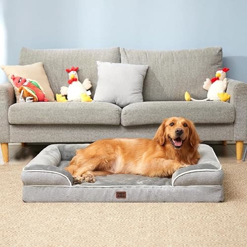EHEYCIGA Orthopedic Dog Beds for Extra Large Dogs 44x32Inch, Waterproof Memory Foam XL Pet Bed with Sides, Non-Slip and Egg-Crate Foam Big Dog Couch Bed with Washable Removable Cover, Grey thumbnail 8