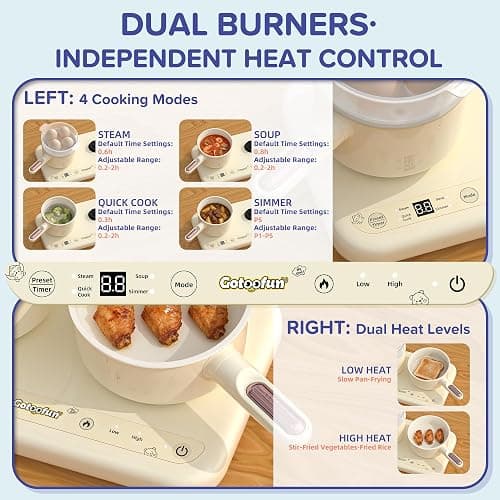 Gotoofun Kids Cooking Sets Real Electric Dual Stove Montessori Mini Kitchen for Real Food Making Safe Utensils, Apron & Cookware - Great for Pretend Play Learning thumbnail 4