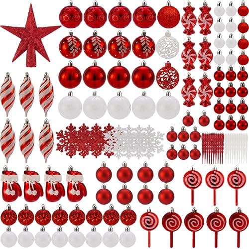 Shatterproof Christmas Ball Ornaments Set, 130 Pack Christmas Tree Decorations, Assorted Hanging Christmas Balls Bulk for Holiday Indoor Outdoor Xmas Party Decor (130 Red) thumbnail 5
