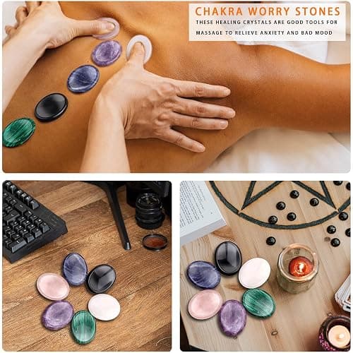 GolbalJew 6PCS Thumb Worry Stone for Anxiety Healing Crystals Sets, Hand Carved Crystals and Healing Stones, Meditation Crystal Reiki Natural Relax Palm Stone for Anxiety Therapy Relief thumbnail 4