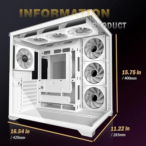 KEDIERS PC CASE 7 ARGB Fans Pre-Installed, Mid Tower ATX PC Case with Panoramic Tempered Glass, Gaming Computer Case,360MM RAD Support,White,K4 thumbnail 3