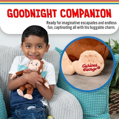 KIDS PREFERRED Curious George Monkey Stuffed Animal Plush Toys Soft Cutest Cuddle Plushie Gifts for Baby and Toddler Boys and Girls - 8 Inches thumbnail 5