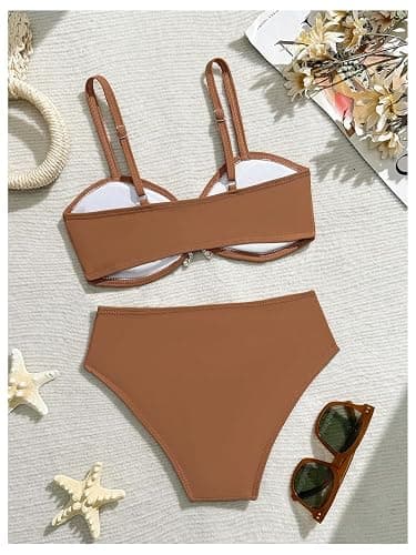 RoseSeek Girl's 2 Piece Padded Bathing Suit Wireless Starfish Swimsuit Spaghetti Strap Vacation Beachwear Set thumbnail 3