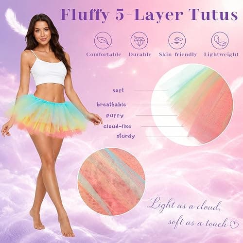 Tutu for Women Adults 5 Layered Tutus Skirts Fluffy Cute Tulle Tutu Skirts Halloween Christmas 80s Outfit for Women thumbnail 4