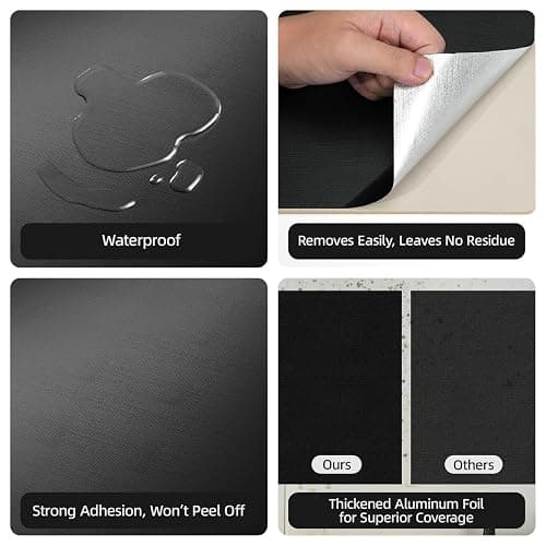 WADILE Peel and Stick Wallpaper 40cm x 200cm Silver Aluminum Foil Backing, Waterproof Self Adhesive Wall Paper for Kitchen Countertops Cabinets Backsplash Home Decor – with Squeegee thumbnail 3