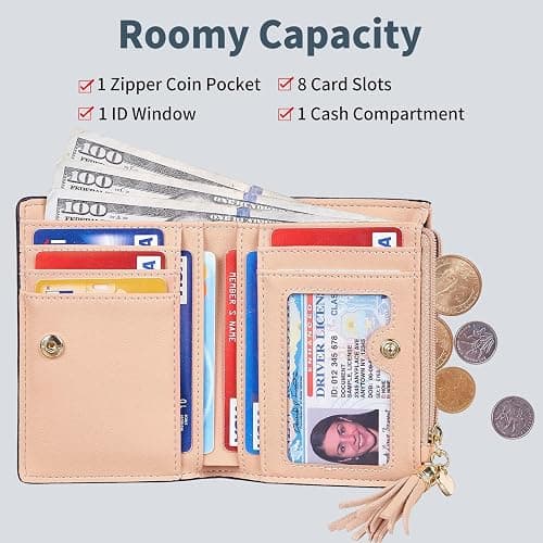 Gostwo Small Wallets for Women, Stylish Womens Wallet with ID Window, Zippered Coin Pocket and Tassel. Cute RFID Wallet for Women, ideal for Teen Girls, Commuters, and Women for Daily Use thumbnail 5