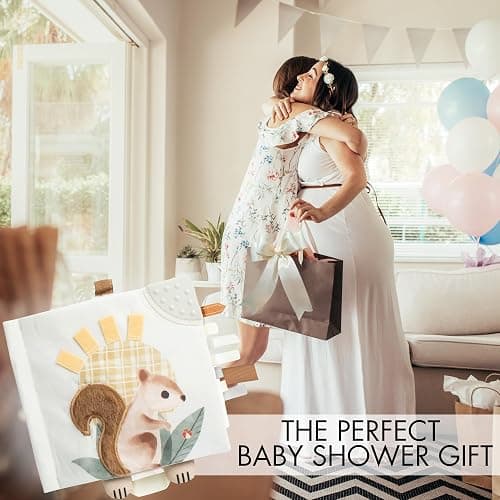 Soft Baby Book with Touch and Feel Pages - Cute Sensory Book for Babies 0-6, 6-12 & 12-18 Months with Mirror & Crinkle Paper - The Perfect Busy Book Toy for Baby Showers Or as a Newborn / Infant Gift thumbnail 5