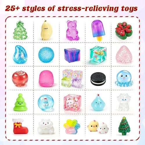 Squishy Advent Calendar 2026, 24 Day Countdown for Kid and Adult | Includes 24 Squishy Toys Stress-Relieving Sensory Toys Christmas Countdown, Party Favors, Stocking Stuffers and Gifts thumbnail 3