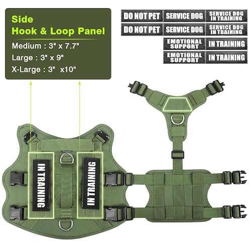 WINSEE Service Dog Vest Harness for Medium Dog, Tactical Working MOLLE Vest with 10 Pet Patches, No Pull Heavy Duty Harness for Training Walking thumbnail 6