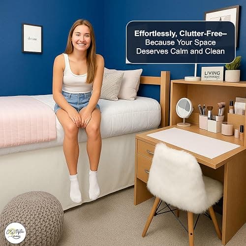 BED | Amazon | Cottington Lane Tailored Box Pleated College Dorm Sized Bed Skirt Twin XL, Hotel Quality Premium Brushed Microfiber Extra Long Bedskirt Twin XL 34 Inch Drop, Ivory - Twin XL-34" Drop - Ivory thumbnail 5