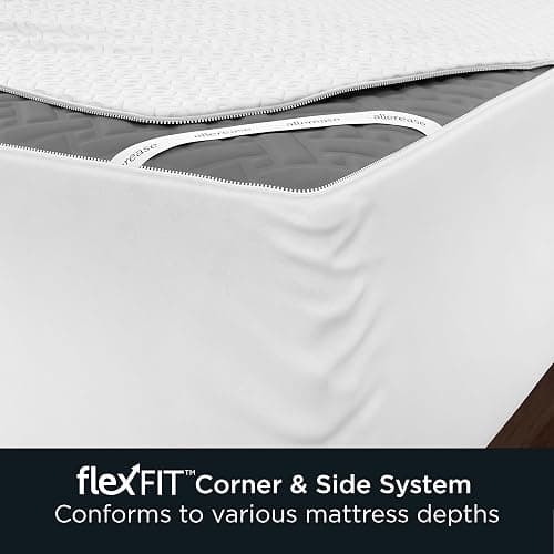 AllerEase Platinum Zip-Off Top Waterproof Mattress Protector King 360 Degree Zipper Particle Barrier Temperature Balancing Luxurious Plush Top Separately Machine Washable Mattress Cover (White) thumbnail 8