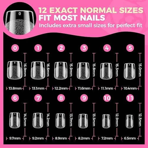 UNA GELLA Square Nail Tips Extra Short 504pcs Fake Nails Pre-shaped | XS Short Square Press on Nails Gel Tips Full Cover Acrylic Nails False Nails for DIY Salon 12 Sizes thumbnail 8