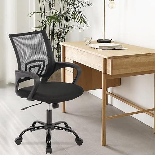 PayLessHere Office Computer Chair Ergonomic Cheap Desk Chair Adjustable Comfortable Mid Back Task Rolling Swivel with Lumbar Support for Home Office (Pack of 1, Black) thumbnail 2
