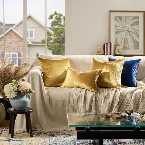 GIGIZAZA Gold Velvet Pillow Covers 16x16, Set of 2 Couch Throw Decorative Pillow Covers Soft Modern Living Room Square Cushion Fall Pillowcases thumbnail 9