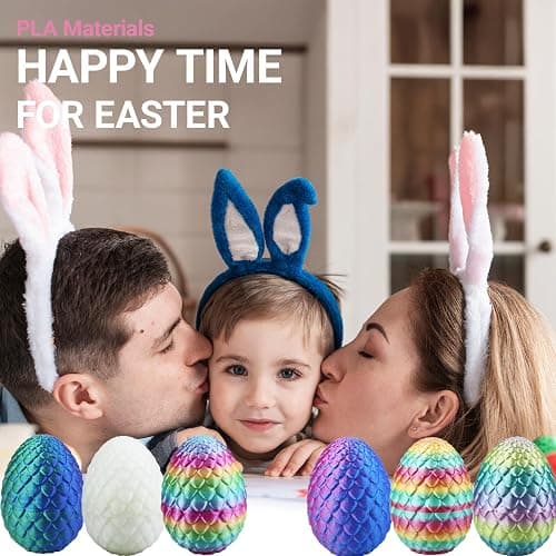 6PCS 3D Printed Dragon Eggs with Dragon Inside, Easter Basket Stuffers Mini Mystery Crystal Egg Fidget Toy, Surprise 3D Printed Animals Toy thumbnail 7