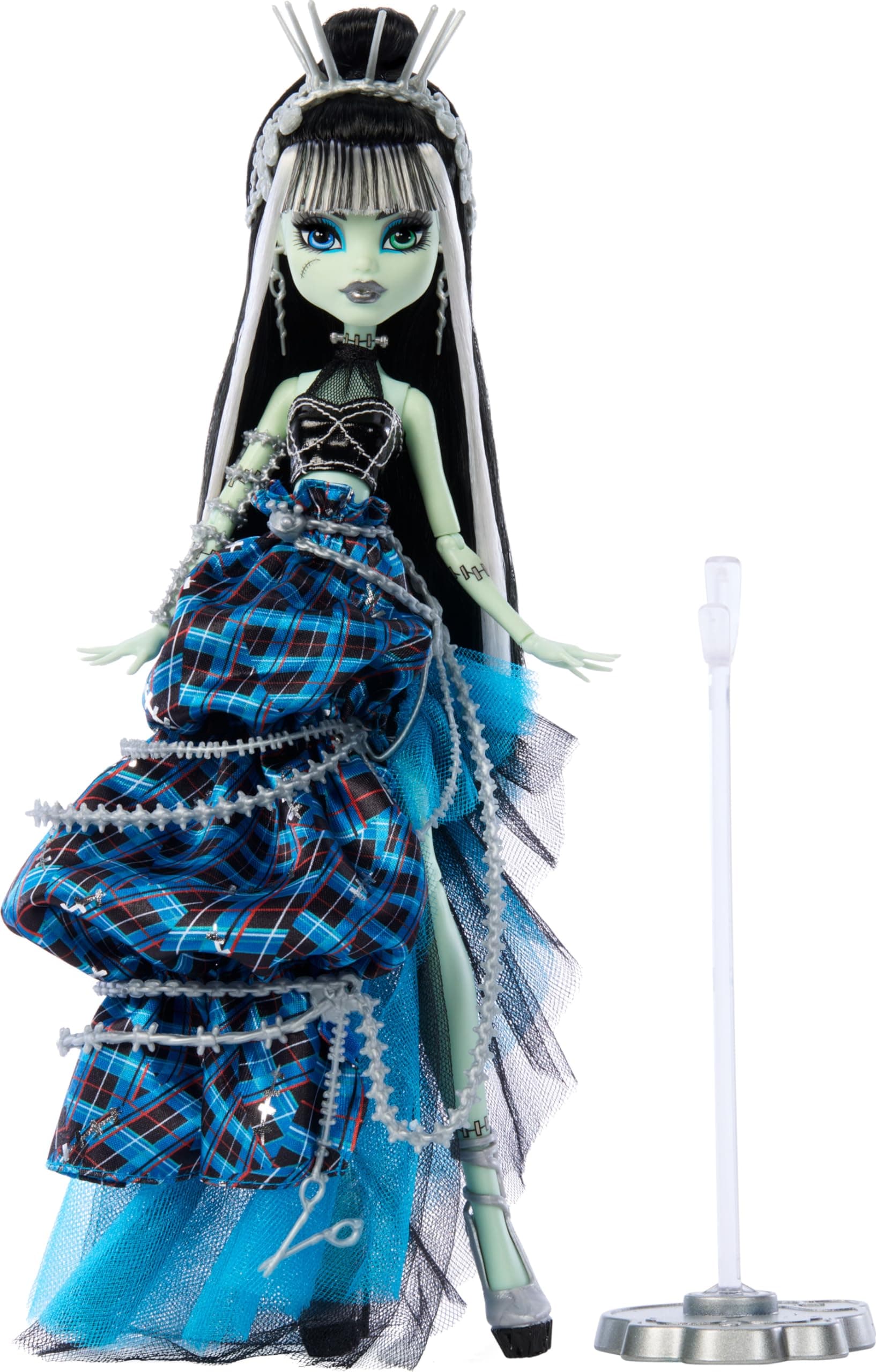 Monster High Stitched in Style Frankie Stein - Ghoul Doll in Detailed Look, Visible Stitching and Ruffle Skirt and Patchwork Stilettos, Fans and Collectors, HRL66 thumbnail 5