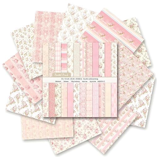 VIVIQUEN 24 Pack Pink Floral Double-Sided Paper, 12-inches Vintage Flowers Scrapbook Specialty Craft Paper Folded Flat for DIY Background Card Art Craft Making Scrapbook Photo Album Decor thumbnail 4