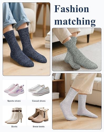 Loritta Wool Socks for Women Warm Winter Socks Knit Crew Calf Hiking Boot Sock Stocking Stuffers Gifts thumbnail 8