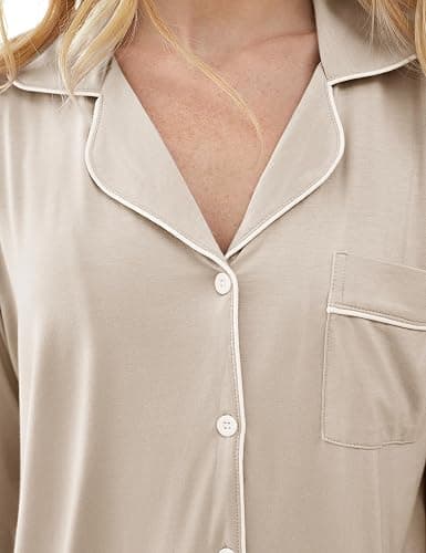 Cherrydew Women Bamboo Viscose Pajama Sets Super Soft Comfy Breathable Cooling Sleepwear Long Sleeve Button Down Loungewear thumbnail 6