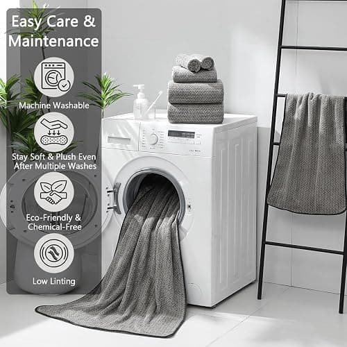 Ycosy 18 Piece Bath Towels Set,100% Microfiber Family Bathroom Towel with Hanging Loops-6 Bath Towels,6 Hand Towels,6 Washcloths,Quick Dry Highly Absorbent Shower Towel for Bathroom,Hotel,Spa-Brown thumbnail 6