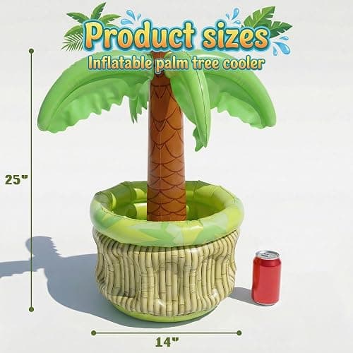 FUTUREPLUSX Inflatable Palm Tree Cooler, 25" Inflatable Drink Holder for Summer Pool Blow Up Palm Tree Cooler for Luau Hawaiian Tropical Party Decorations, Outdoor Beach Party Supplies thumbnail 3