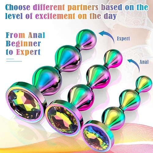 3 Pcs Metal Anal Butt Plugs Adult Sex Toys, Butt Beads with Heart Shaped Base, Jewelry Design Anal Beads for Men Women and Couples, Male Prostate Massager Anal Training Set for Beginners thumbnail 4