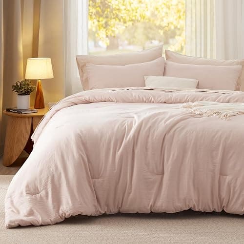 Bedsure King Size Comforter Set, Dusty Rose Soft Prewashed Bedding for All Seasons, 3 Pieces GentleSoft™ Warm Down Alternative Bed Set, 1 Lightweight Comforter (104"x90") and 2 Pillowcases (20"x36") - King - 09 - Dusty Rose thumbnail 2
