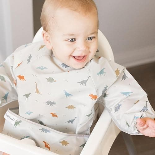 Tiny Twinkle Long Sleeve Bib for Babies & Toddlers | Waterproof Smock Bib for Eating | Machine Washable & Mess-Proof Feeding Essentials | Newborn Shower Gift (Dinosaur, 6–24M) thumbnail 4