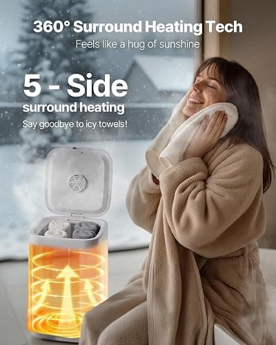 VEVOR Towel Warmers for Bathroom, Towel Warmer Bucket with Child Lock & High-Temp Light & 24H Delay Timer & Auto Shut Off Fits up to 4 Oversized Towels, Blankets, Clothes, Bathrobes and More, White thumbnail 4