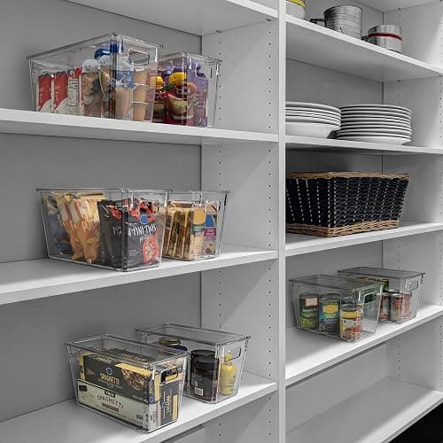 ClearSpace Modern Plastic Storage Bins with Lids – Perfect Kitchen Organization or Pantry Fridge Organizer, 4 Pack, 12.5" x 6" x 7", 9L Capacity Each, BPA Free, Stackable thumbnail 4