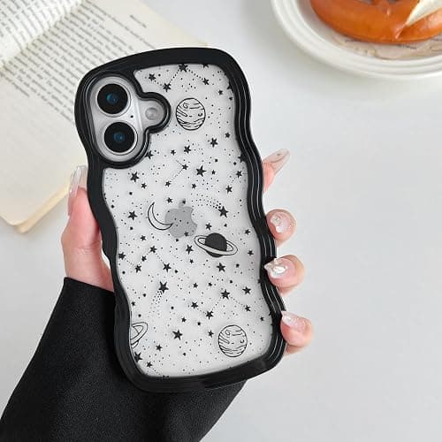 ZTOFERA for iPhone 17 Case 6.3 inch,Cute Curly Wave Frame Shape Case with Heart Ribbon Bow Pattern, Clear Slim Shockproof Hard PC Bumper Phone Cover for Women Girls, Pink thumbnail 7