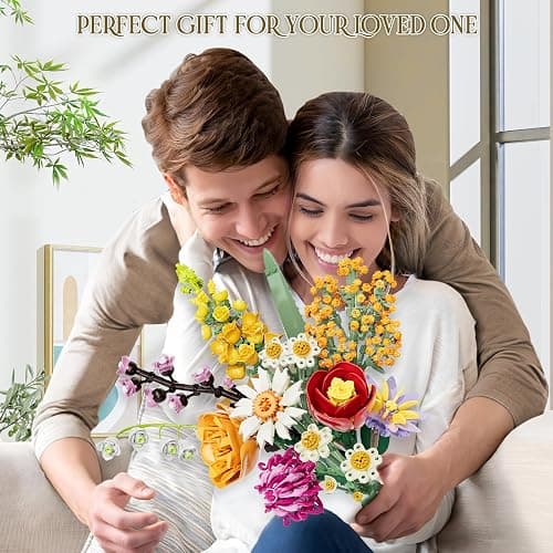 WIDELAND Flowers Bouquet Building Set, 1070PCS Artificial Plant Flower Kit Toy for Adults Kids Women Her, Wildflower Botanical Collection, Home Decor Gift for Birthday, Christmas (No Vase) thumbnail 7