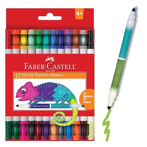 Faber-Castell DuoTip Washable Markers - 12 Markers, 24 Colors - Image 1