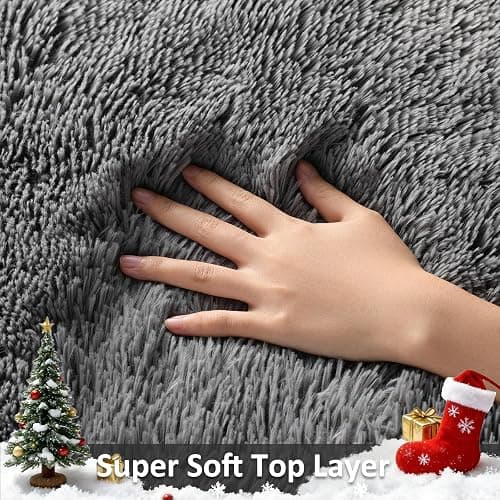 Ophanie 5x7 Area Rugs for Living Room Grey, Fluffy Shag Large Fuzzy Plush Soft Rug, Gray Shaggy Floor Big Carpets for Bedroom Nursery, Kids Home Decor Aesthetic thumbnail 2