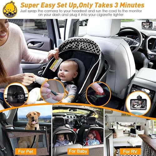DoHonest Baby Car Camera HD 1080P - Rear-Facing Car Baby Monitor with Night Vision, Adjustable View Angle, Easy Setup, Anti-Glare Display, Safety for Kids & Infants thumbnail 3