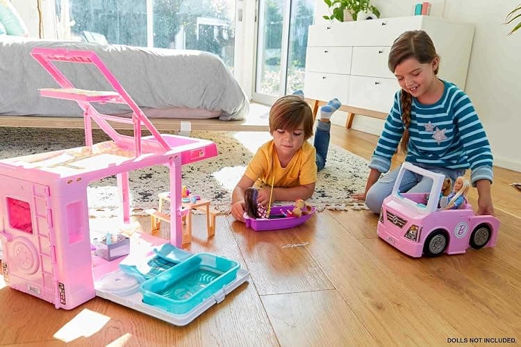Barbie Camper, Doll Playset with 50 Accessories, Transforms into Truck, Boat & House, Includes Pool, 3-in-1 Dream Camper (Amazon Exclusive) thumbnail 2