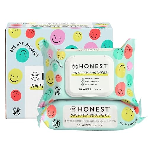 The Honest Company Plant-Based Snot Removing Wipes | Soothing Nose + Face Wipes with Aloe | Hypoallergenic for Sensitive Skin, EWG Verified | Fragrance Free, 60 Count - Image 1