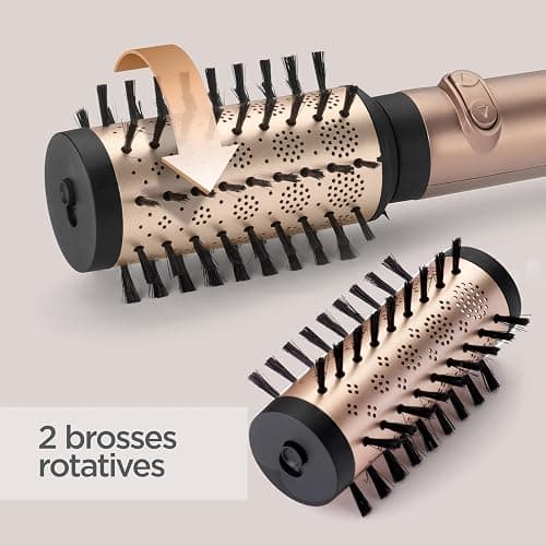 BaByliss Brosse soufflante rotative Big Hair Dual - Technologie ionique anti-frisottis, Brosse de 50 mm et 40 mm, 2 sens de rotation, 2 réglages de température + Bouton air froid, Noir, AS952E thumbnail 2