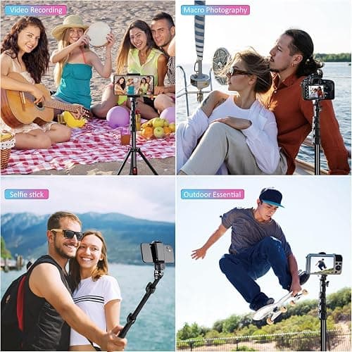 Portable Camera Mount Tripod Stand 62", Adjustable Phone Selfie Stick Stand for Cell Phone & Camera, Remote Control,Turdy & Stable Height,Selfie Stick Tripod for Video Recording thumbnail 2