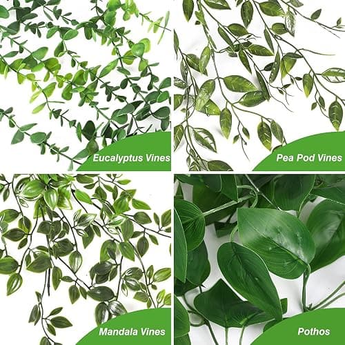 Koksi 4-Pack Artificial Hanging Plant with Pots- Realistic Green Plants Flowers - Indoor & Outdoor Faux Greenery for Home Decoration, Living Room, Bedroom (4-Pack Hanging) thumbnail 4