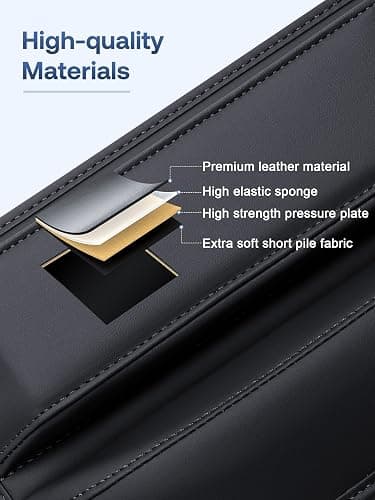 Premium Leather Car Seat Gap Filler Organizer (0.2”-1.2" Gaps), Clever Gifts for Car SUV Truck Owners (Black, 2 Pack) thumbnail 4