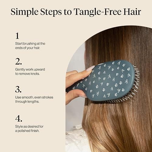 Kitsch Smooth & Polish Brushes – Dual Bristle Brush, Frizz Control Detangler Hair Brush, Nylon Hairbrush for Women Cushioned Pad for Scalp Massage, Hair Tool for All Hair Types - Coastal Blue Print thumbnail 7