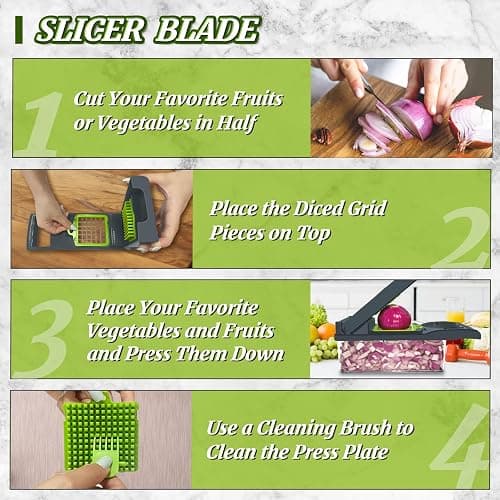 Vegetable Chopper, Multi-Functional 14 in 1 Food Chopper With 3 Blades and 5 Blades for Cutting Onions, Carrots, Tomatoes, Fruits thumbnail 6
