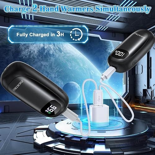 Hand Warmers Rechargeable 2 Pack, Electric Dual-Sided Heating with LED Display & Flashlight, Max 127℉, 13Hrs Long Lasting Pocket Heater for Raynauds, Hunting Essentials, Golf Gifts for Men Women thumbnail 6