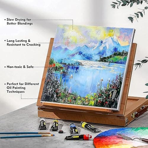 Magicfly Oil Paint Set 40 Vibrant Colours 18ml Tubes, Non-Toxic Oil Paints for Artists,Rich Pigments Oil Painting Color, Back to School Supplies for Students,Beginners Ideal for Canvas Painting thumbnail 6